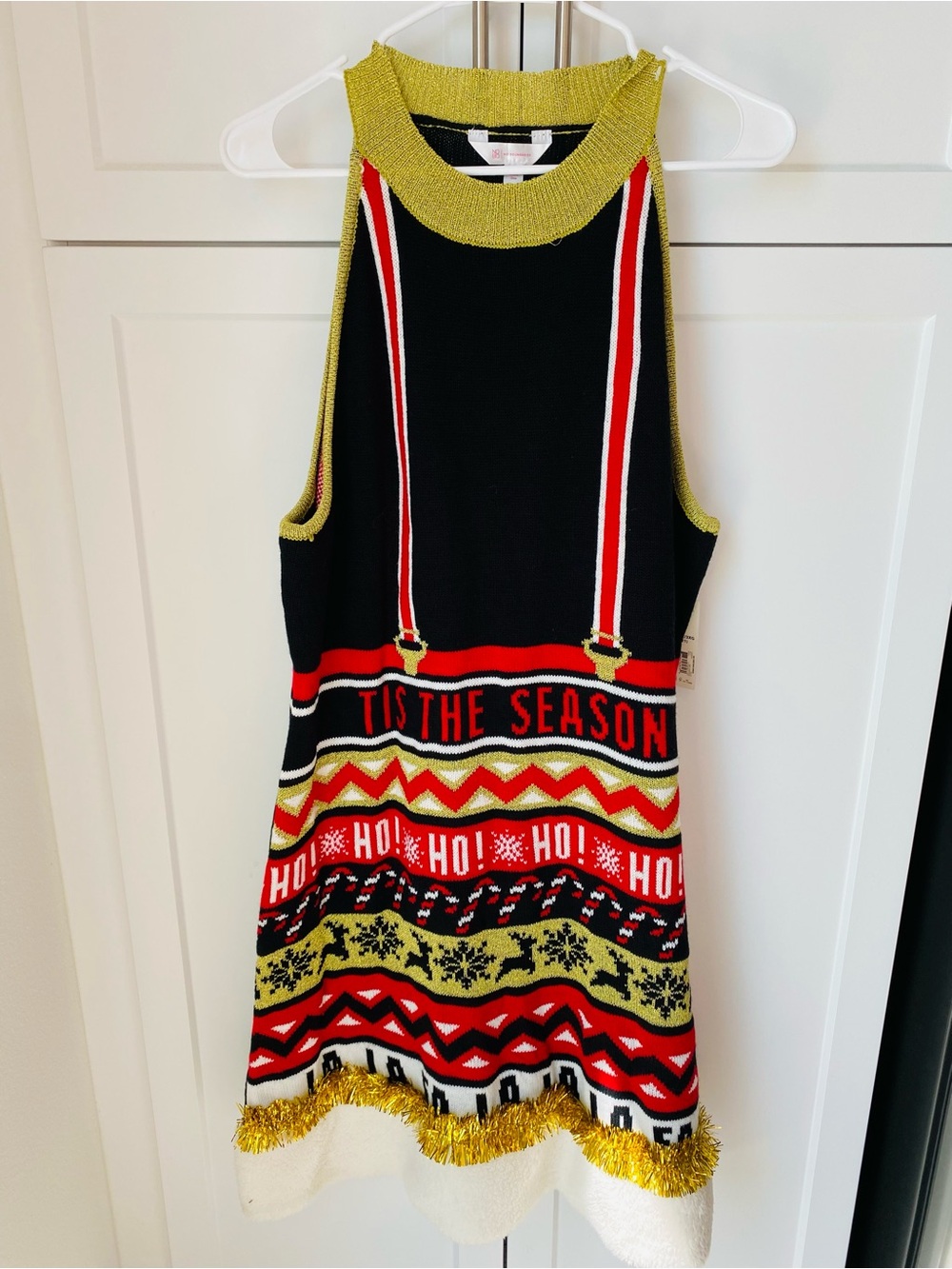 Christmas sweater womens dress HO HO HO sleeveless XXXL 21 tinsel